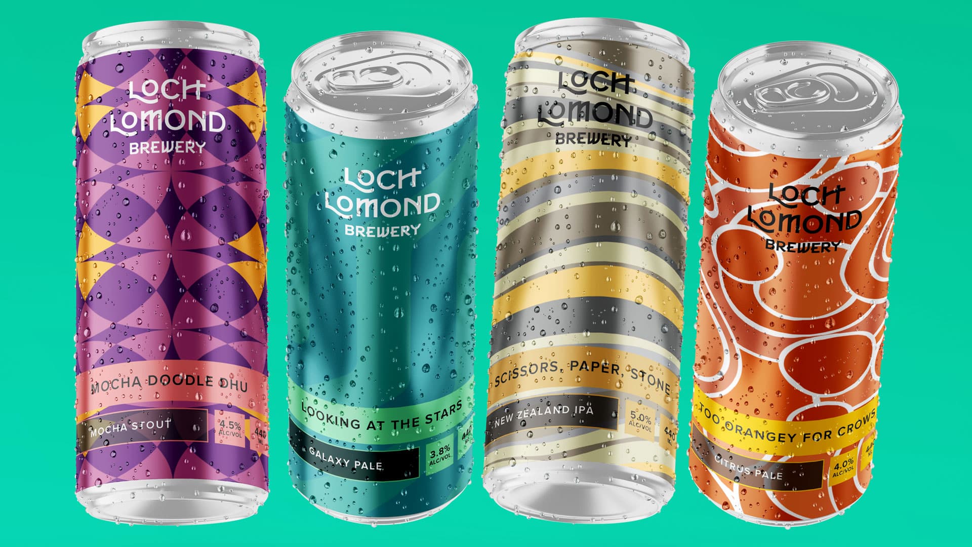 Loch Lomond Brewery four Beer can label designs​