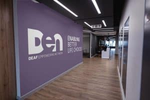 Deaf Empowering Network, Office Wall, Logo Design, Brand identity, website design, typography