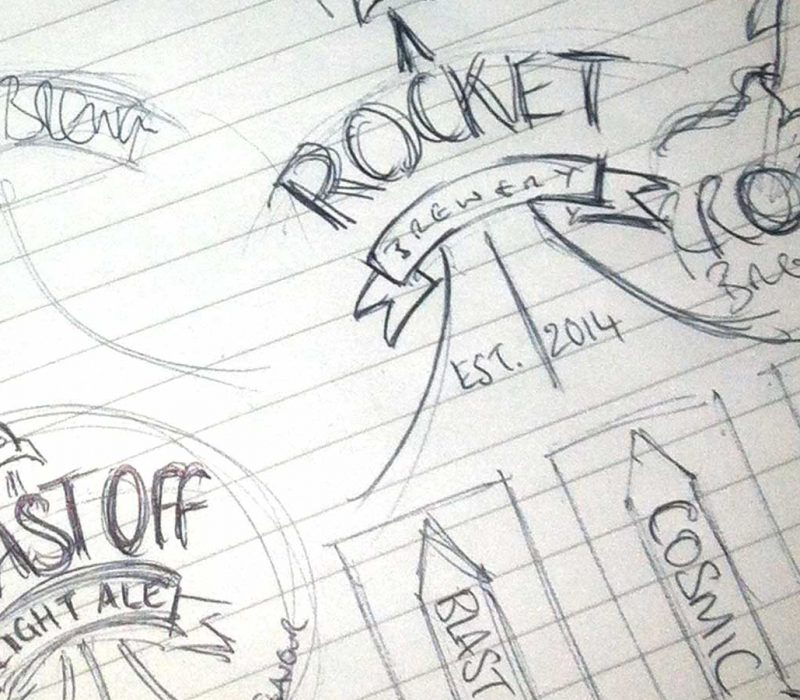 Rocket Beers - sketches, Beer Branding Agency, brewery services, You Brew It, We'll brand It